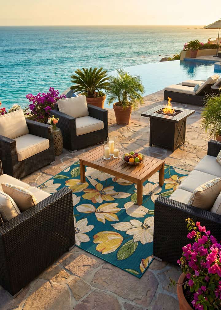 7' 10 x 7' 10 Easy-Clean Baja Indoor / Outdoor Square Rug