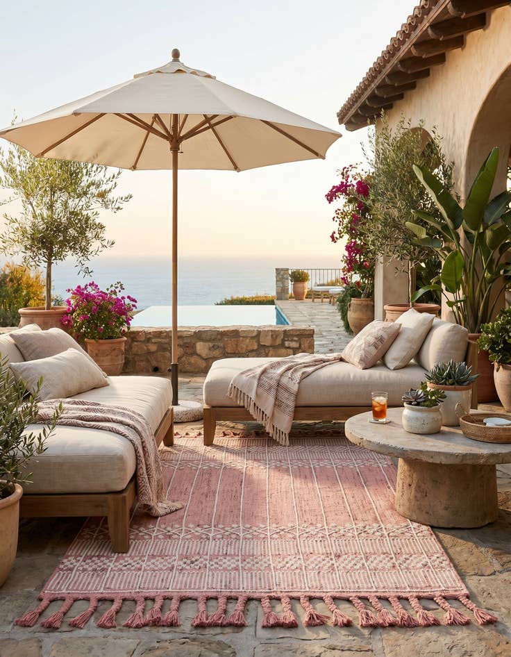 Detail image of 4' 1 x 6' 1 Easy-Clean Eco Bohemian Indoor / Outdoor Rug