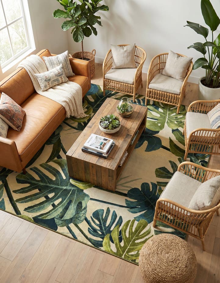 7' 10 x 7' 10 Easy-Clean Botanical Indoor / Outd...