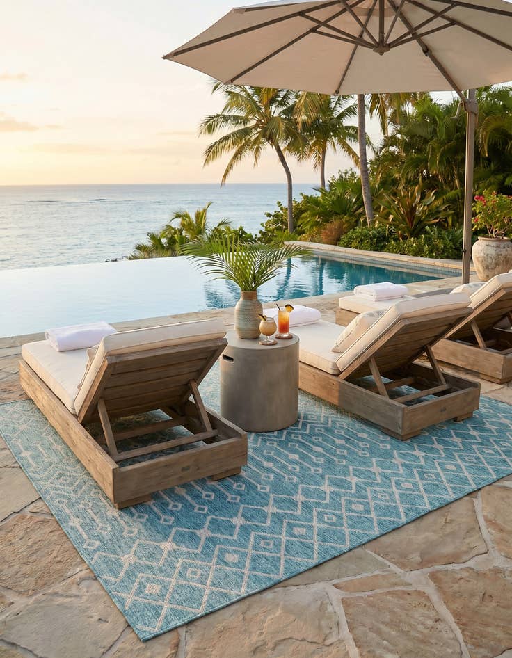 Detail image of 7' 10 x 7' 10 Easy-Clean Trellis Indoor / Outdoor Square Rug