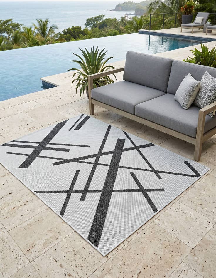 Detail image of 4' x 6' Easy-Clean Modern Indoor / Outdoor Rug