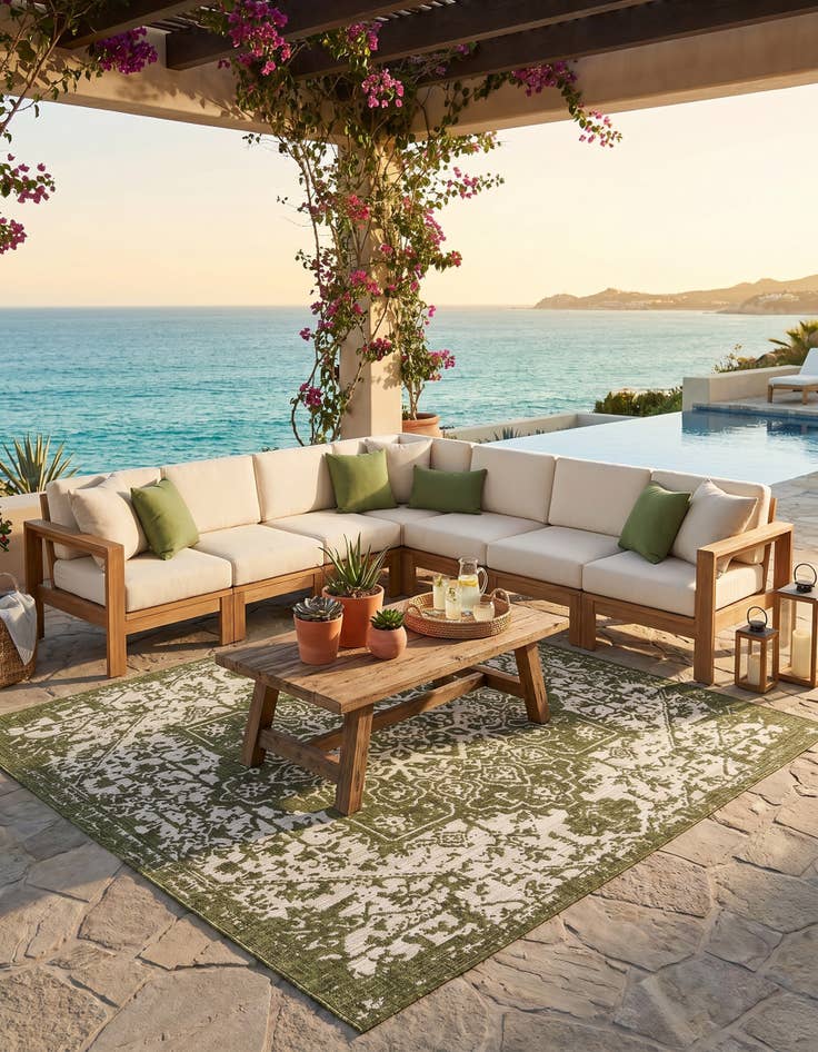 Detail image of 7' 10 x 7' 10 Easy-Clean Jill Zarin Dubai Indoor / Outdoor Square Rug