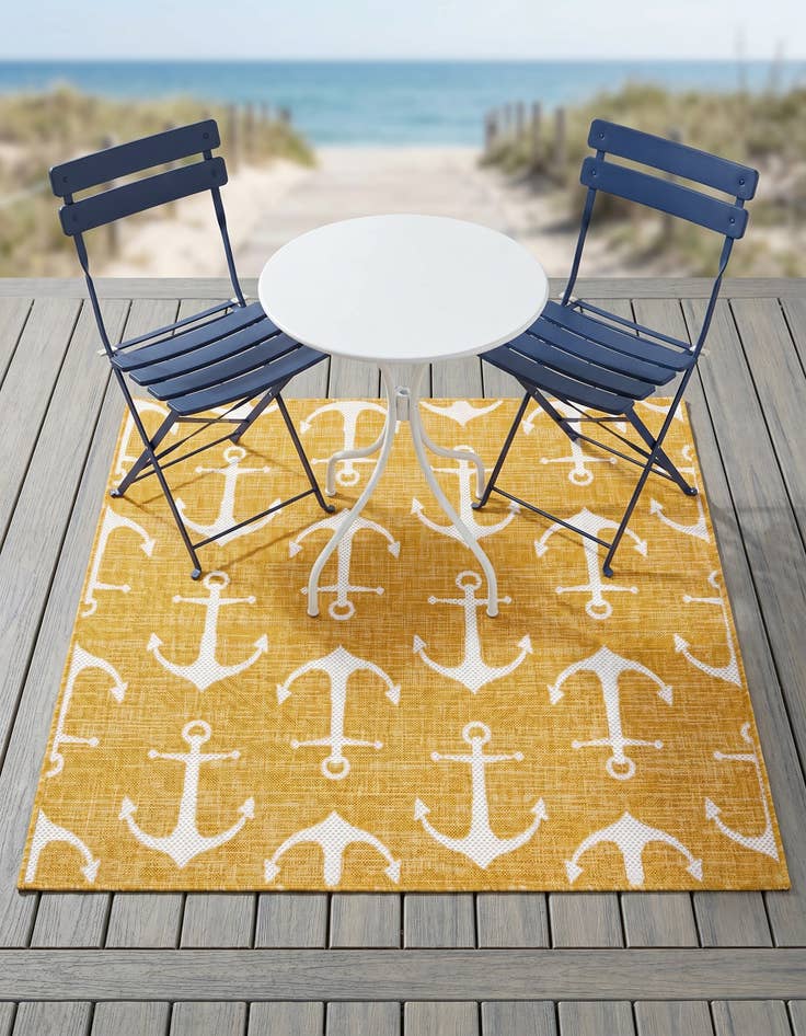 Detail image of 5' 3 x 5' 3 Easy-Clean Coastal Indoor / Outdoor Square Rug