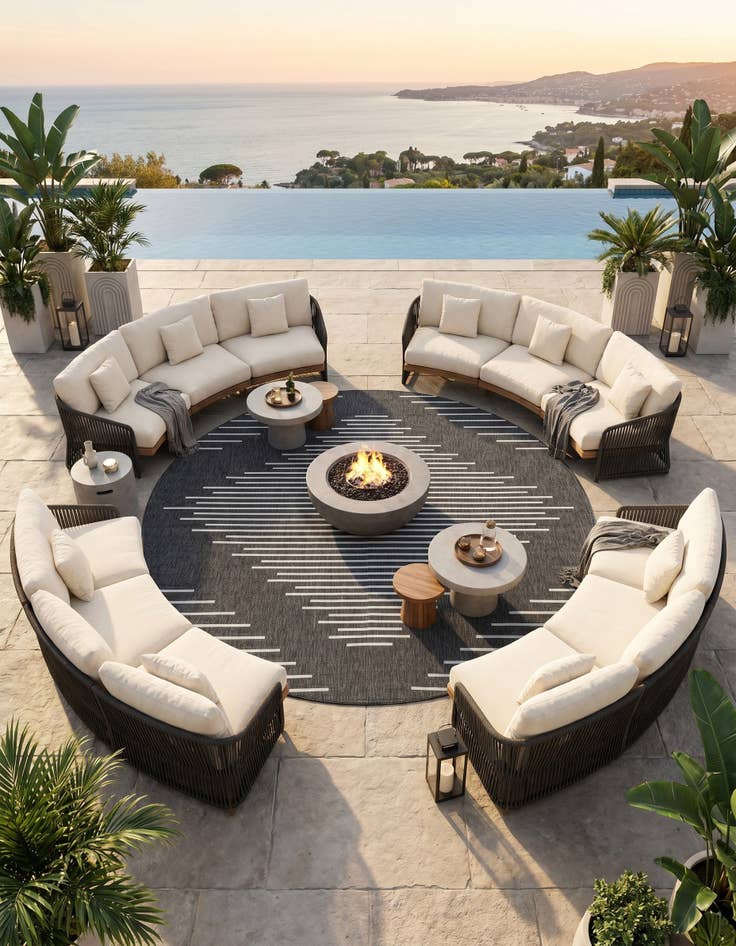 Detail image of 13' x 13' Easy-Clean Modern Indoor / Outdoor Round Rug