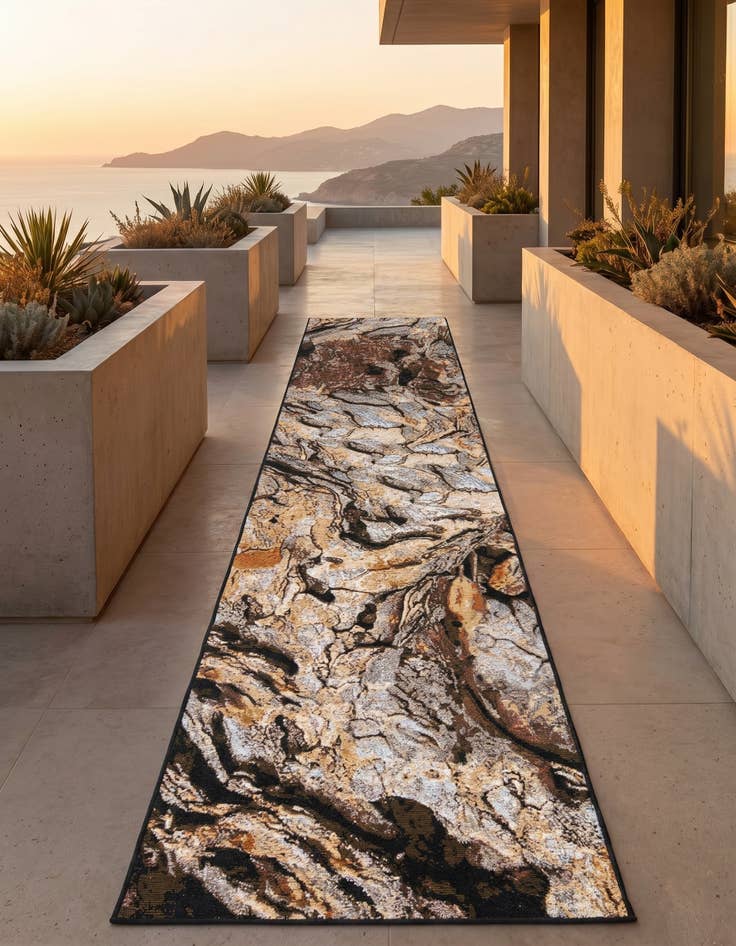 Detail image of 2' 7 x 12' Easy-Clean Modern Indoor / Outdoor Runner Rug