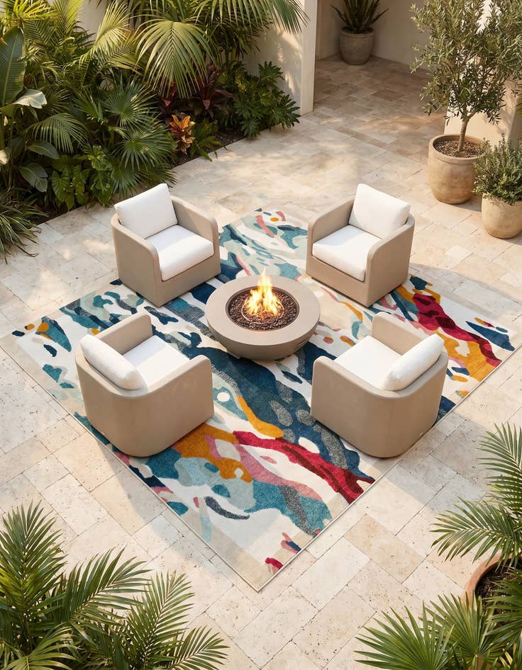 Detail image of 7' 10 x 7' 10 Easy-Clean Casablanca Indoor / Outdoor Square Rug