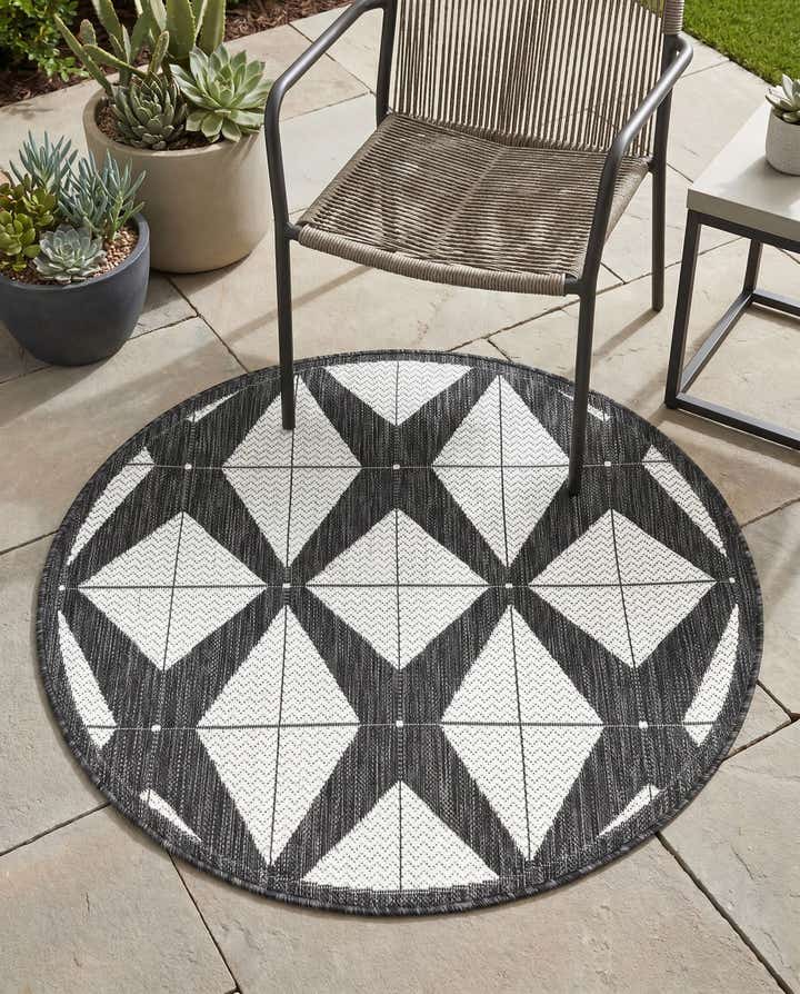 3' x 3' Easy-Clean Modern Indoor / Outdoor Round Rug