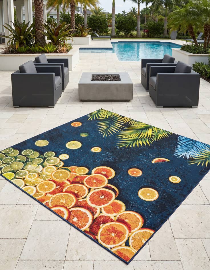 Detail image of 7' 10 x 7' 10 Easy-Clean Coastal Indoor / Outdoor Square Rug