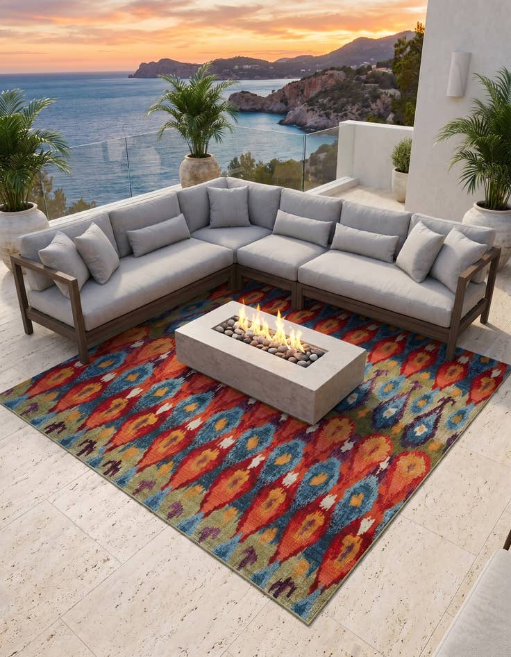 Detail image of 7' 10 x 7' 10 Easy-Clean Modern Indoor / Outdoor Square Rug