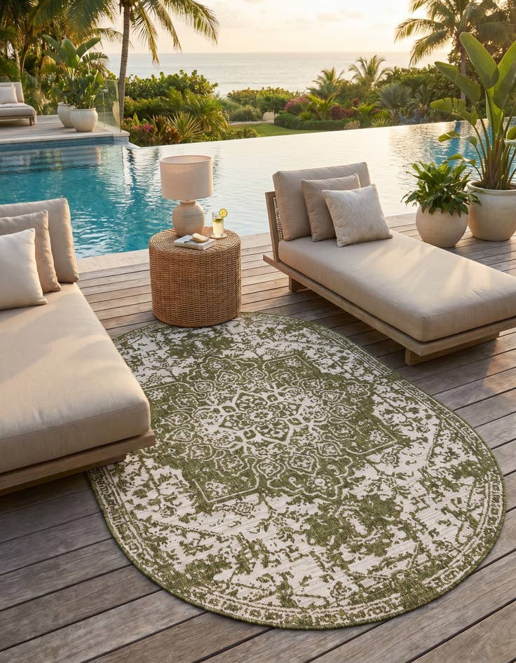 Detail image of 5' 3 x 8' Easy-Clean Jill Zarin Dubai Indoor / Outdoor Oval Rug