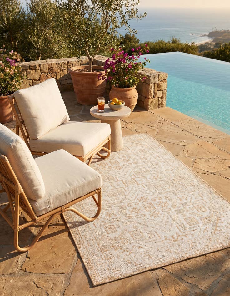Detail image of 3' x 5' 3 Easy-Clean Aztec Indoor / Outdoor Rug
