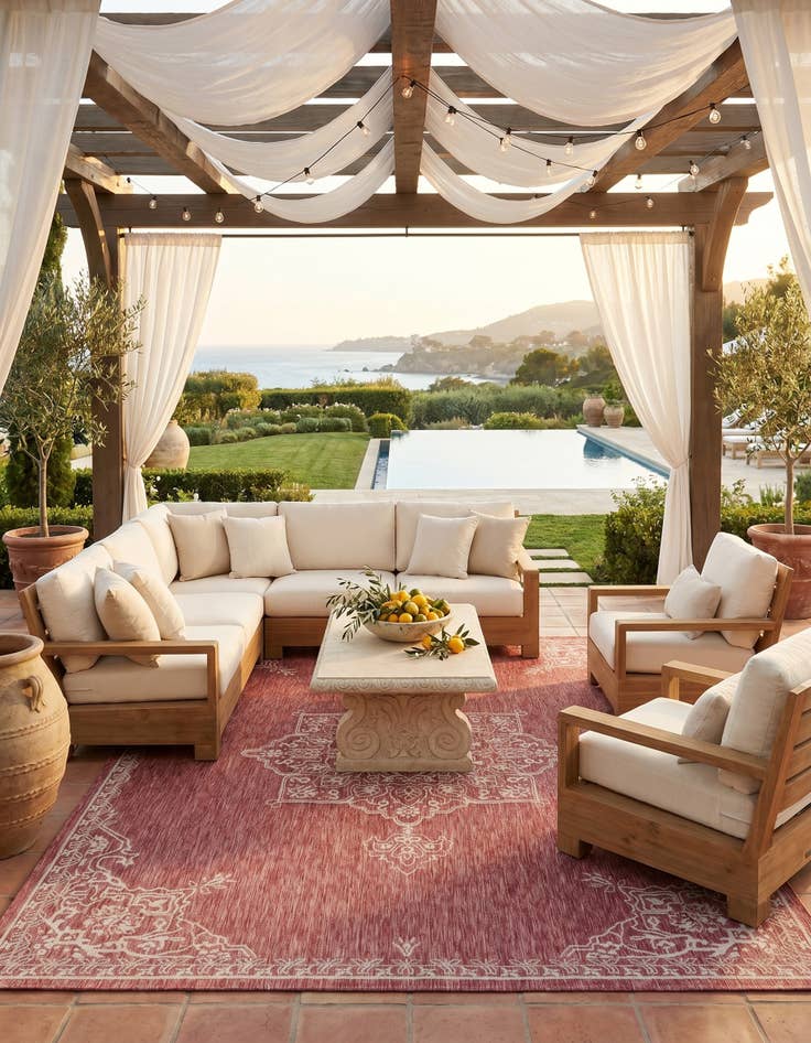 Detail image of 9' x 12' Easy-Clean Traditional Indoor / Outdoor Rug