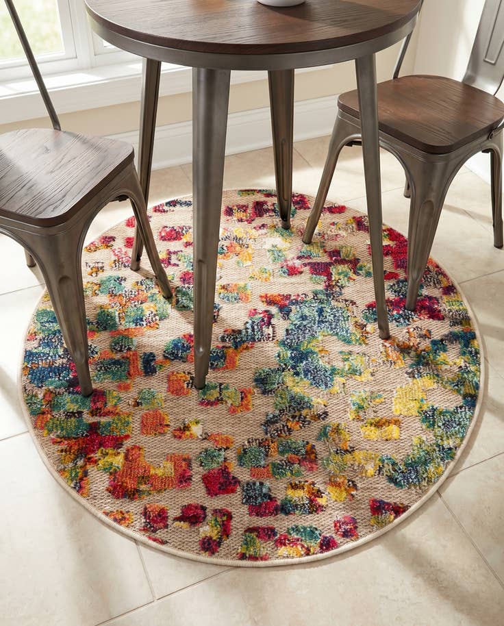 Detail image of 3' x 3' Easy-Clean Casablanca Indoor / Outdoor Round Rug