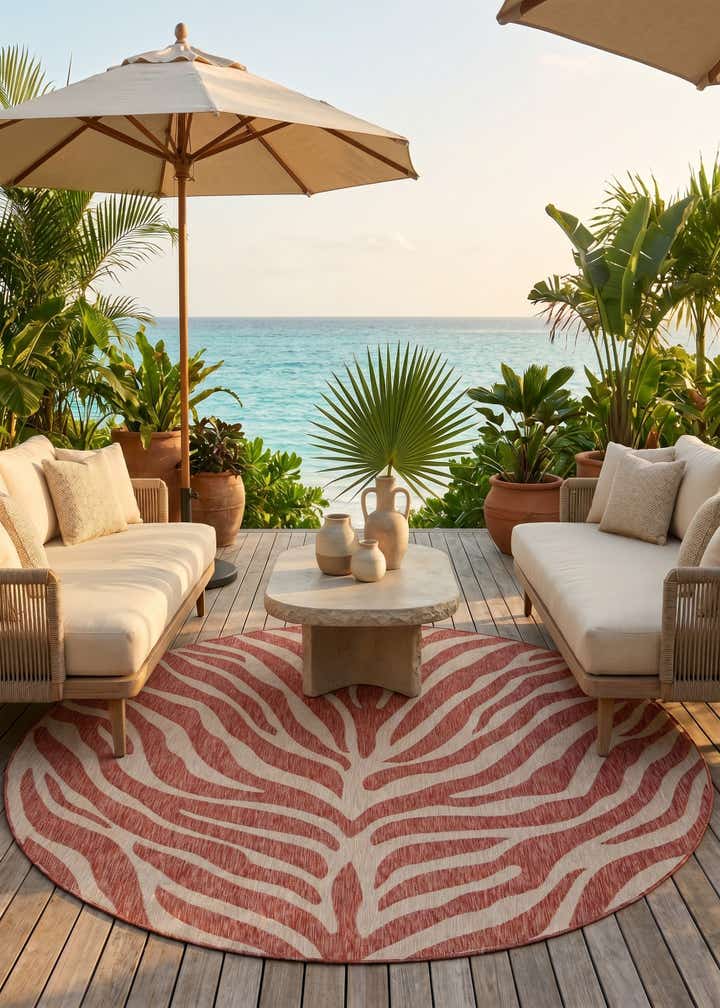 10' x 10' Easy-Clean Safari Indoor / Outdoor Round Rug