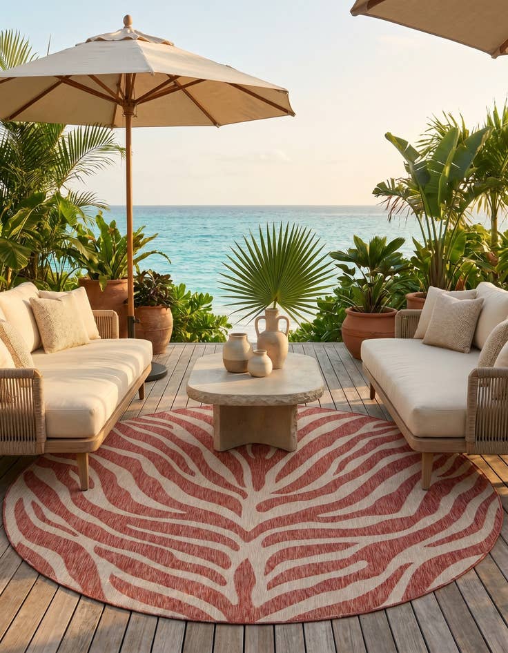 Detail image of 10' x 10' Easy-Clean Safari Indoor / Outdoor Round Rug