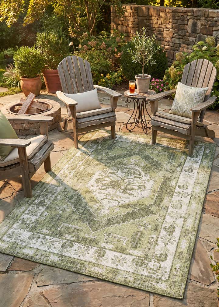 6' x 9' Easy-Clean Traditional Indoor / Outdoor Rug