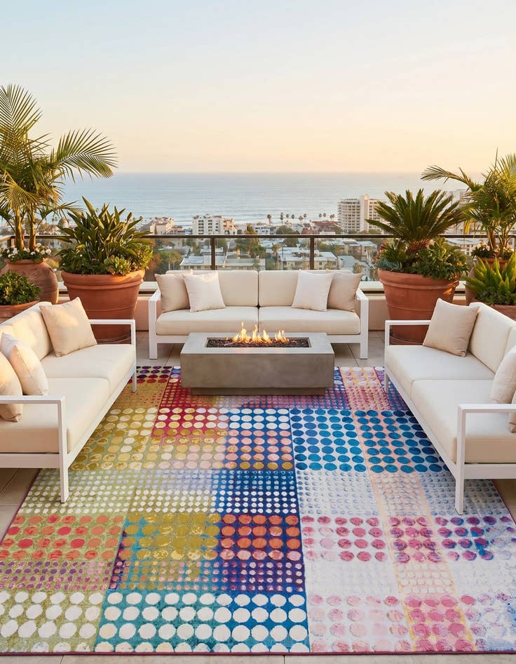 Detail image of 8' x 8' Easy-Clean Modern Indoor / Outdoor Square Rug