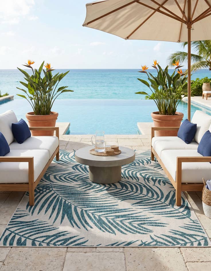 Detail image of 7' 10 x 11' Easy-Clean Botanical Indoor / Outdoor Rug