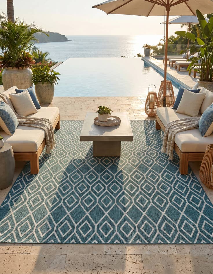Detail image of 7' 10 x 10' Easy-Clean Jill Zarin Turks and Caicos Indoor / Outdoor Rug