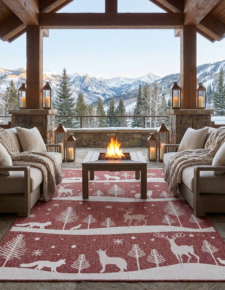 Detail image of 5' 3 x 8' Easy-Clean Holiday Indoor / Outdoor Rug