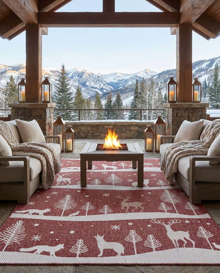 5' 3 x 8' Easy-Clean Holiday Indoor / Outdoor Rug