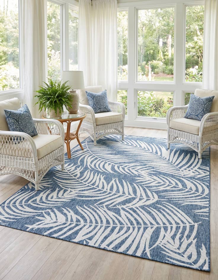 Detail image of 7' 10 x 11' Easy-Clean Botanical Indoor / Outdoor Rug