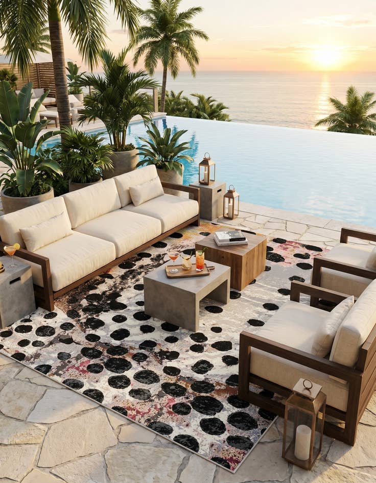 Detail image of 7' 10 x 10' Easy-Clean Modern Indoor / Outdoor Rug