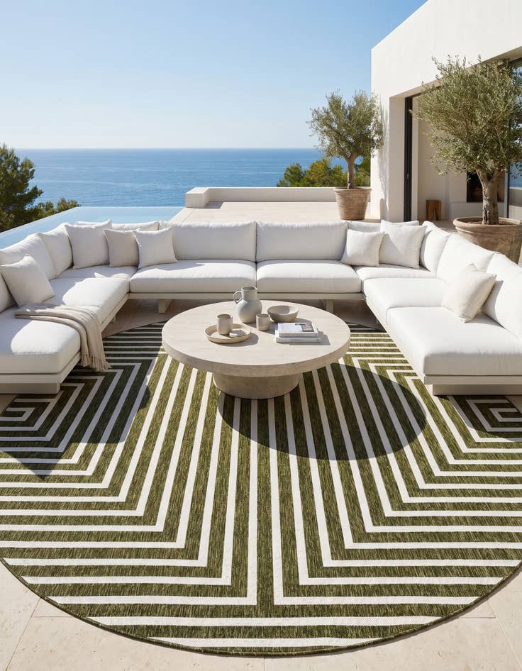 Detail image of 10' x 10' Easy-Clean Modern Indoor / Outdoor Round Rug
