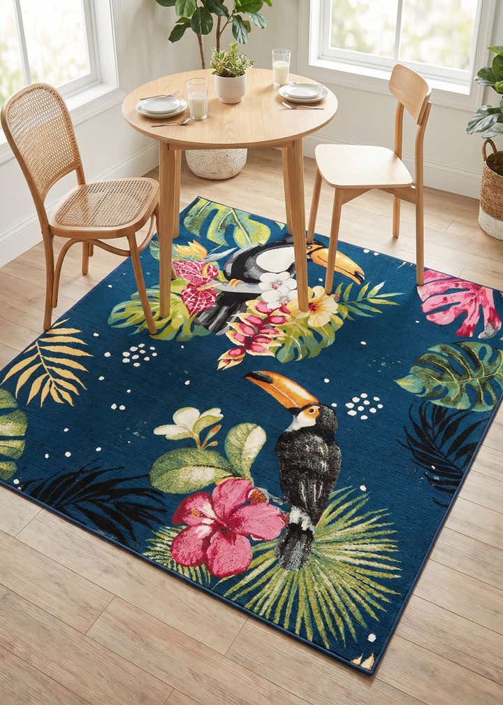 6' x 6' Easy-Clean Botanical Indoor / Outdoor Square Rug