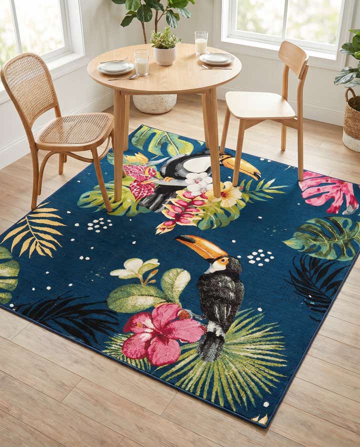 6' x 6' Easy-Clean Botanical Indoor / Outdoor Square Rug