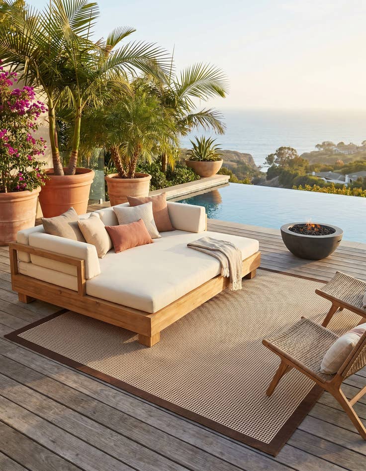 Detail image of 10' x 10' Easy-Clean Border Indoor / Outdoor Square Rug