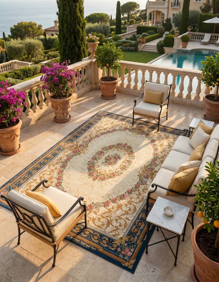 Detail image of 10' x 14' Easy-Clean Traditional Indoor / Outdoor Rug