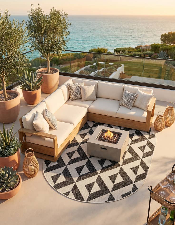 Detail image of 5' 3 x 8' Easy-Clean Jill Zarin Napa Indoor / Outdoor Oval Rug