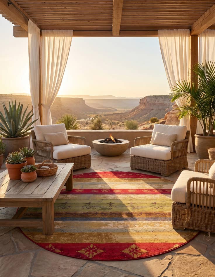 Detail image of 8' x 8' Easy-Clean Modern Indoor / Outdoor Round Rug