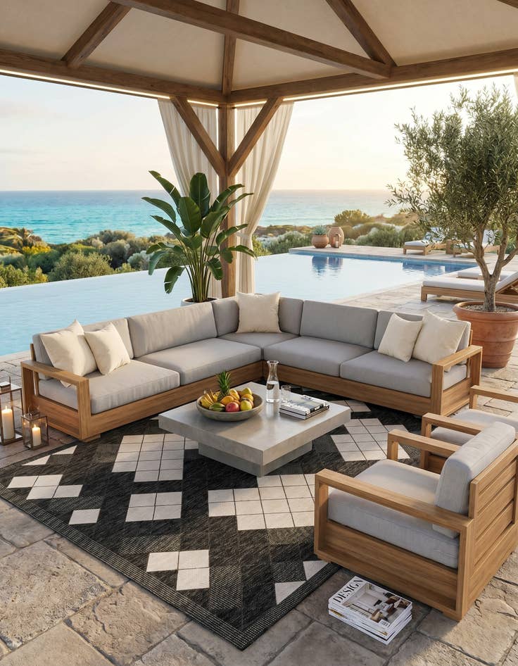 Detail image of 7' x 10' Easy-Clean Modern Indoor / Outdoor Rug