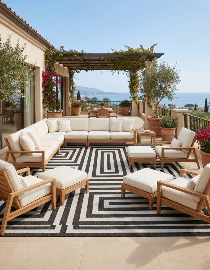 Detail image of 13' x 13' Easy-Clean Modern Indoor / Outdoor Square Rug