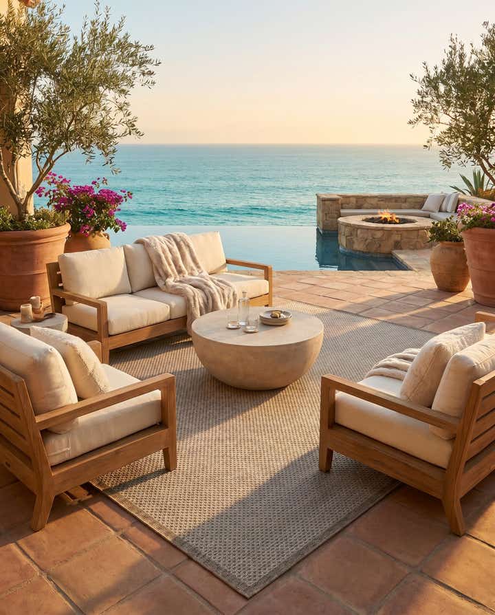 6' x 9' Easy-Clean Border Indoor / Outdoor Rug