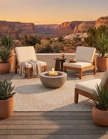 6' x 6' Easy-Clean Modern Indoor / Outdoor Square Rug