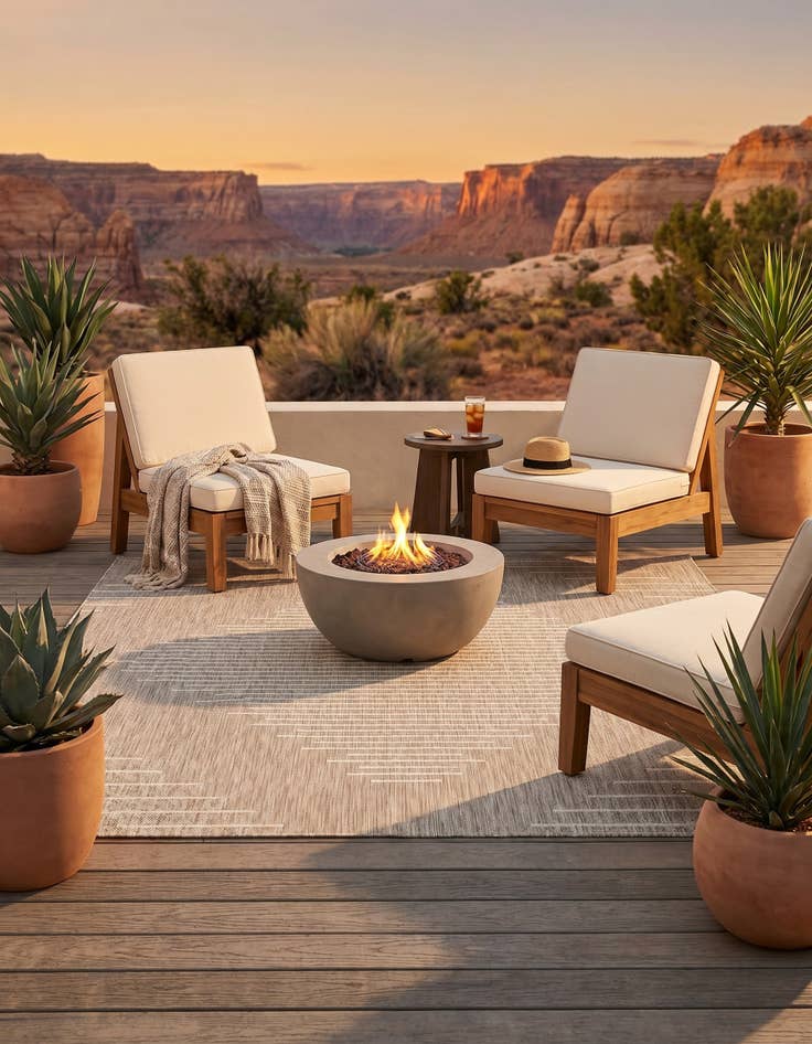 Detail image of 6' x 6' Easy-Clean Modern Indoor / Outdoor Square Rug