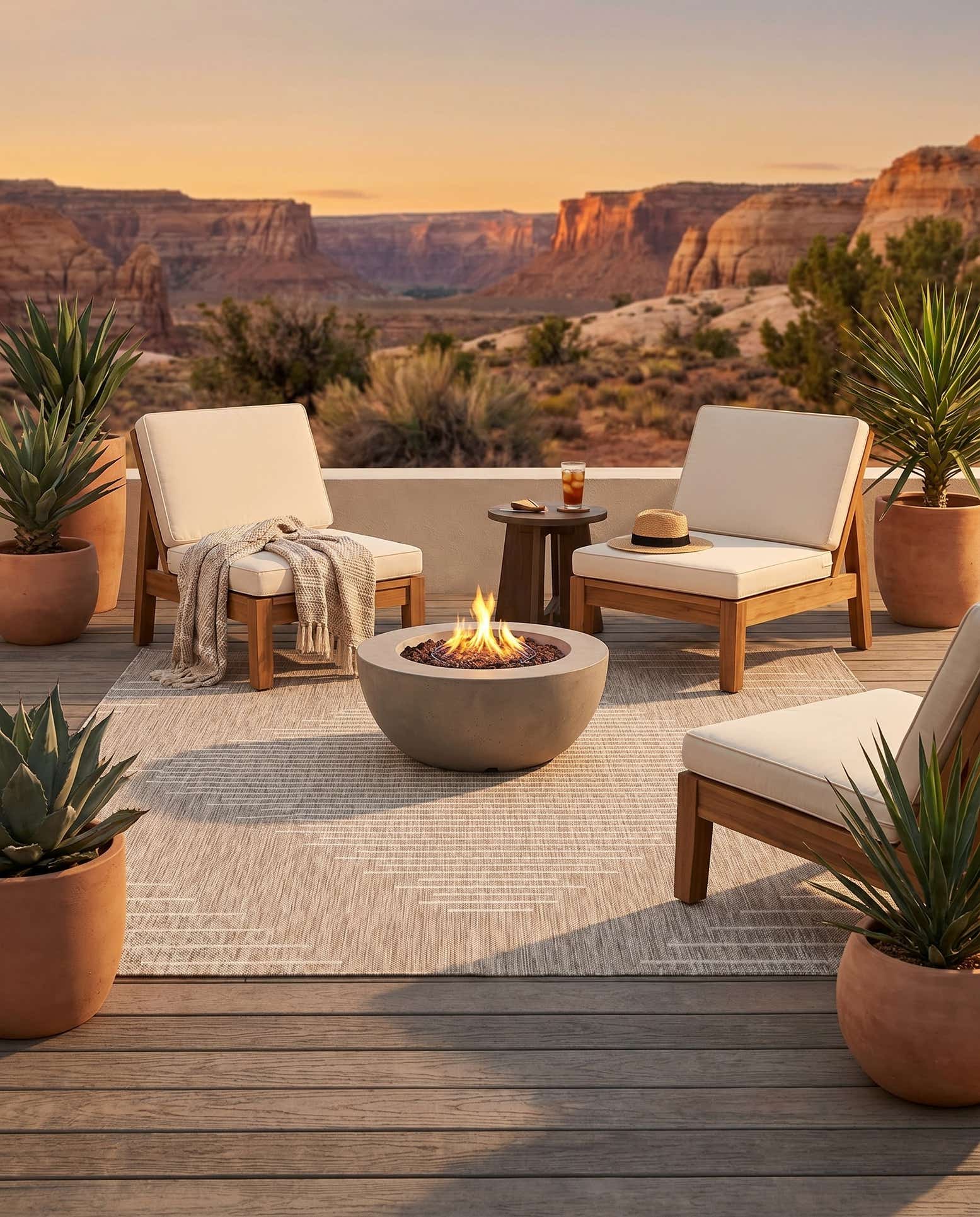 6' x 6' Easy-Clean Modern Indoor / Outdoor Square Rug