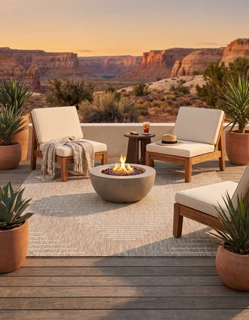 6' x 6' Easy-Clean Modern Indoor / Outdoor Square Rug