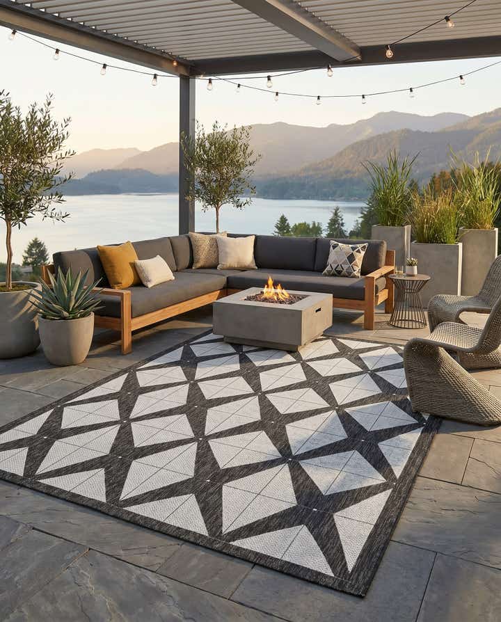 7' x 10' Easy-Clean Modern Indoor / Outdoor Rug