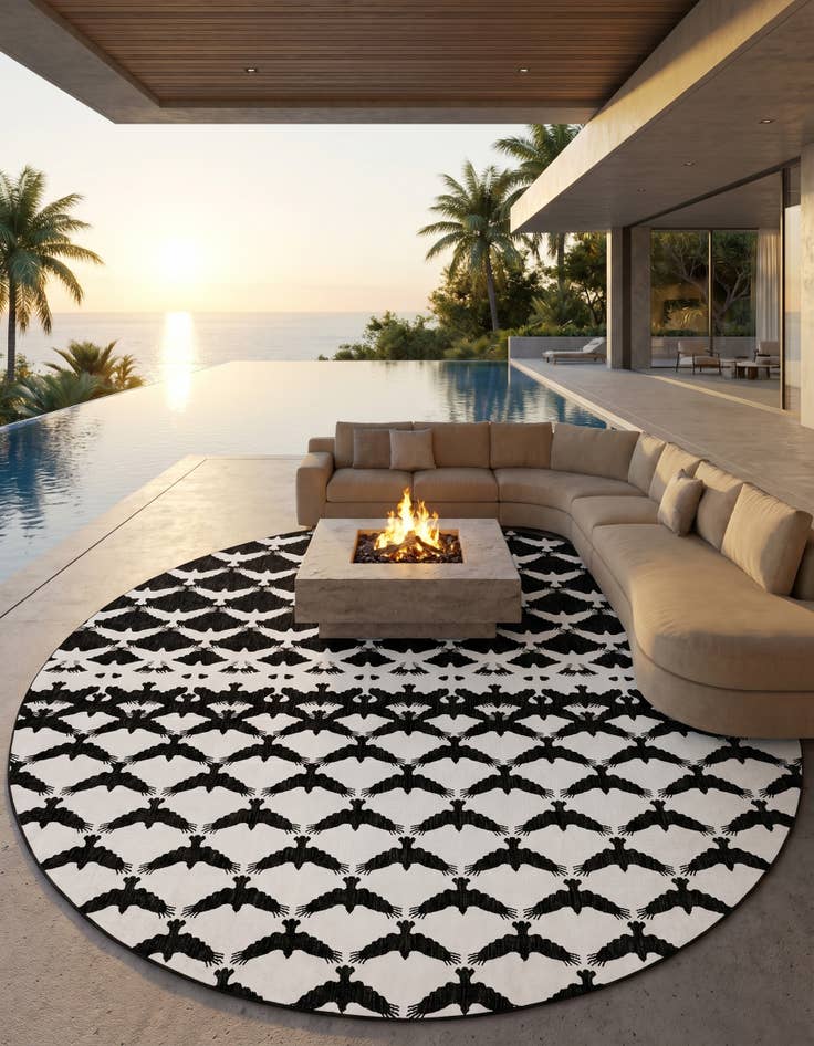 Detail image of 13' x 13' Easy-Clean Modern Indoor / Outdoor Round Rug