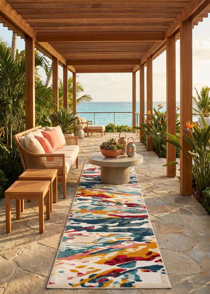 2' 7 x 12' Easy-Clean Casablanca Indoor / Outdoor Runner Rug