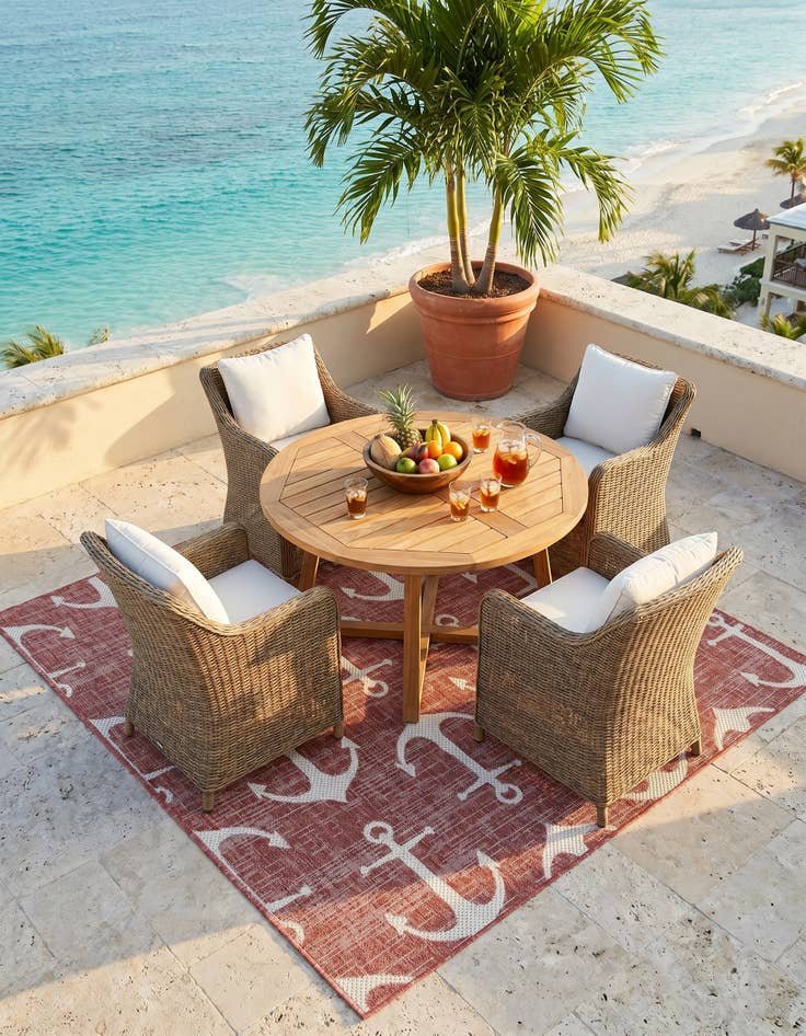 Detail image of 5' 3 x 5' 3 Easy-Clean Coastal Indoor / Outdoor Square Rug