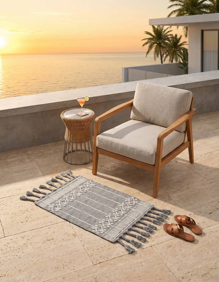 Detail image of 2' x 3' 1 Easy-Clean Eco Bohemian Indoor / Outdoor Rug