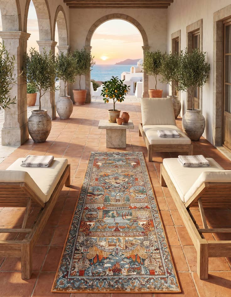 Detail image of 2' 7 x 10' Easy-Clean Traditional Indoor / Outdoor Runner Rug