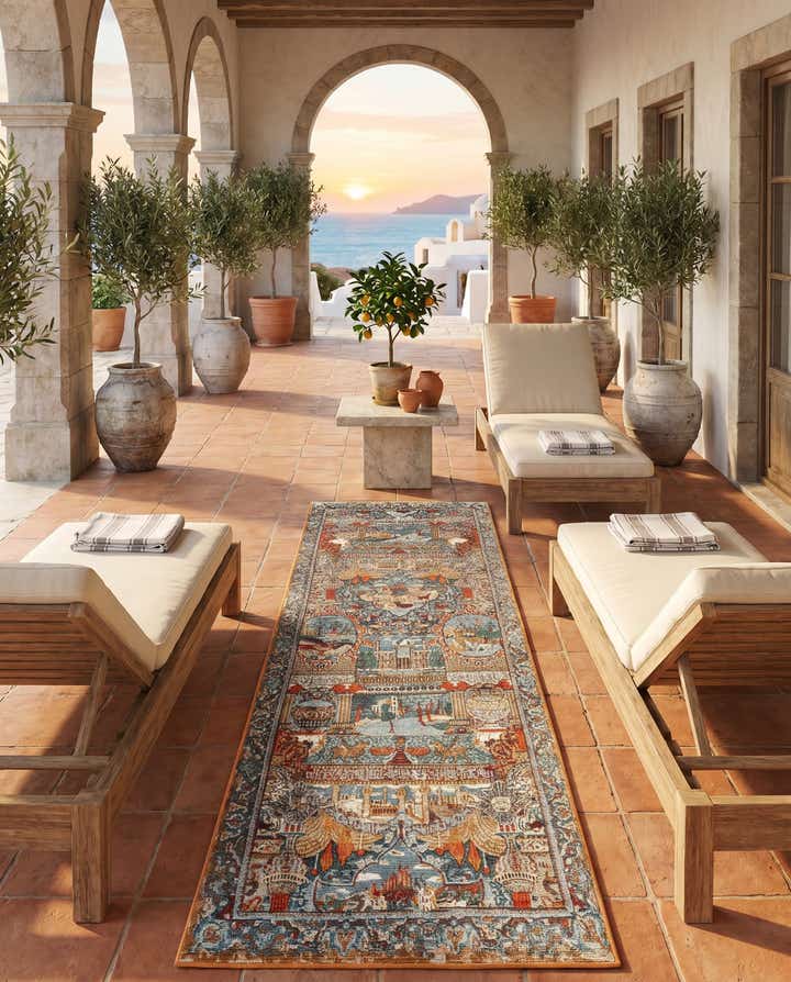 2' 7 x 10' Easy-Clean Traditional Indoor / Outdoor Runner Rug