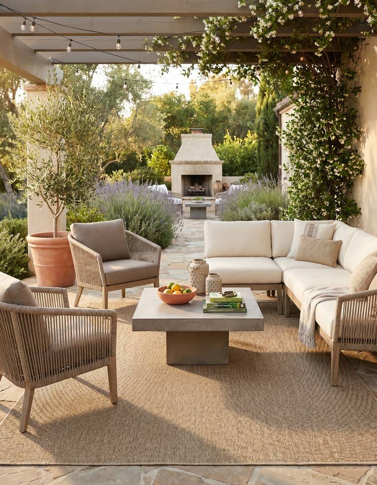 Detail image of 6' 1 x 9' Easy-Clean Solid Indoor / Outdoor Rug