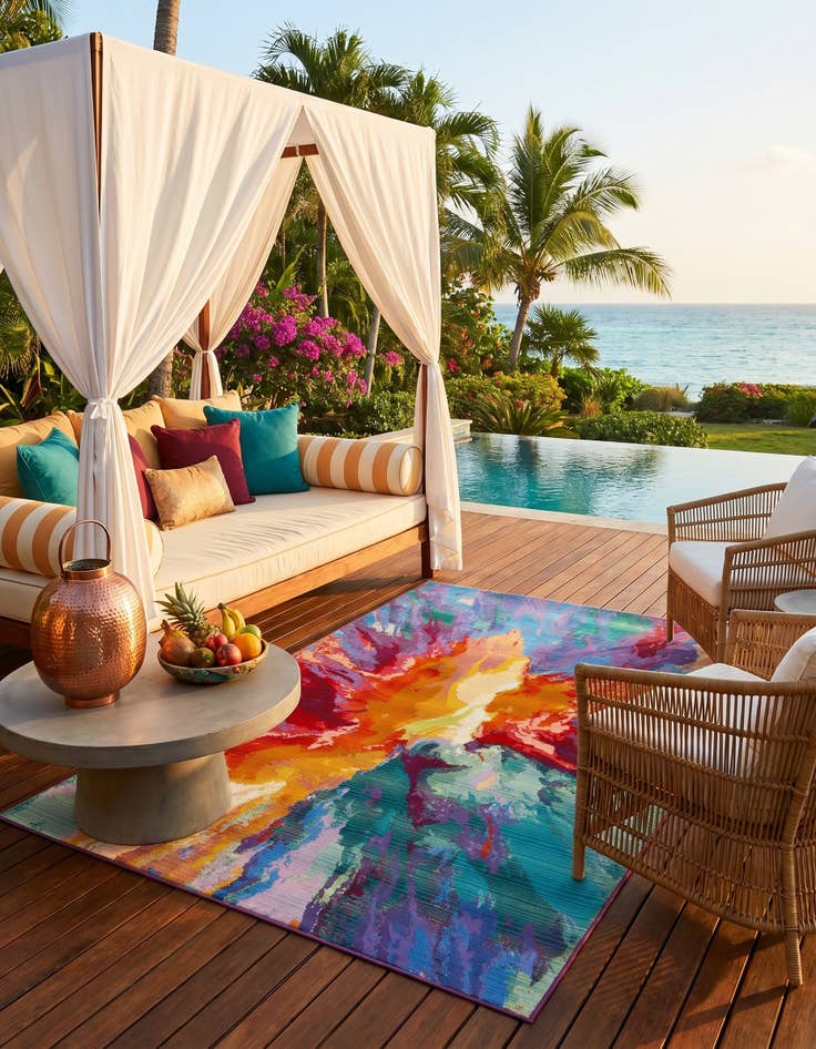 Detail image of 5' 3 x 8' Easy-Clean Modern Indoor / Outdoor Rug